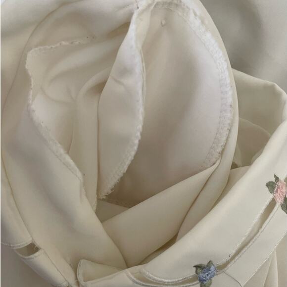 Vintage‎ Bryn Connelly Women Top 12 Ivory Embroider Collar Sheer Romantic Dainty - Picture 8 of 10